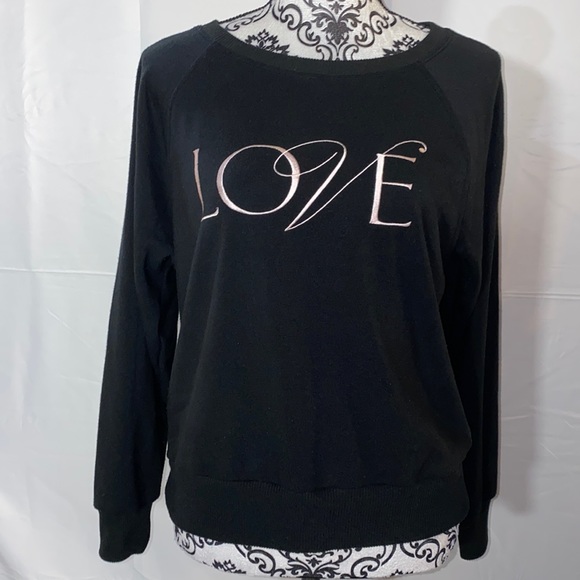 Victoria’s Secret Pullover Black & Pink Sweatshirt Size Small Vintage Y2K - Picture 2 of 9